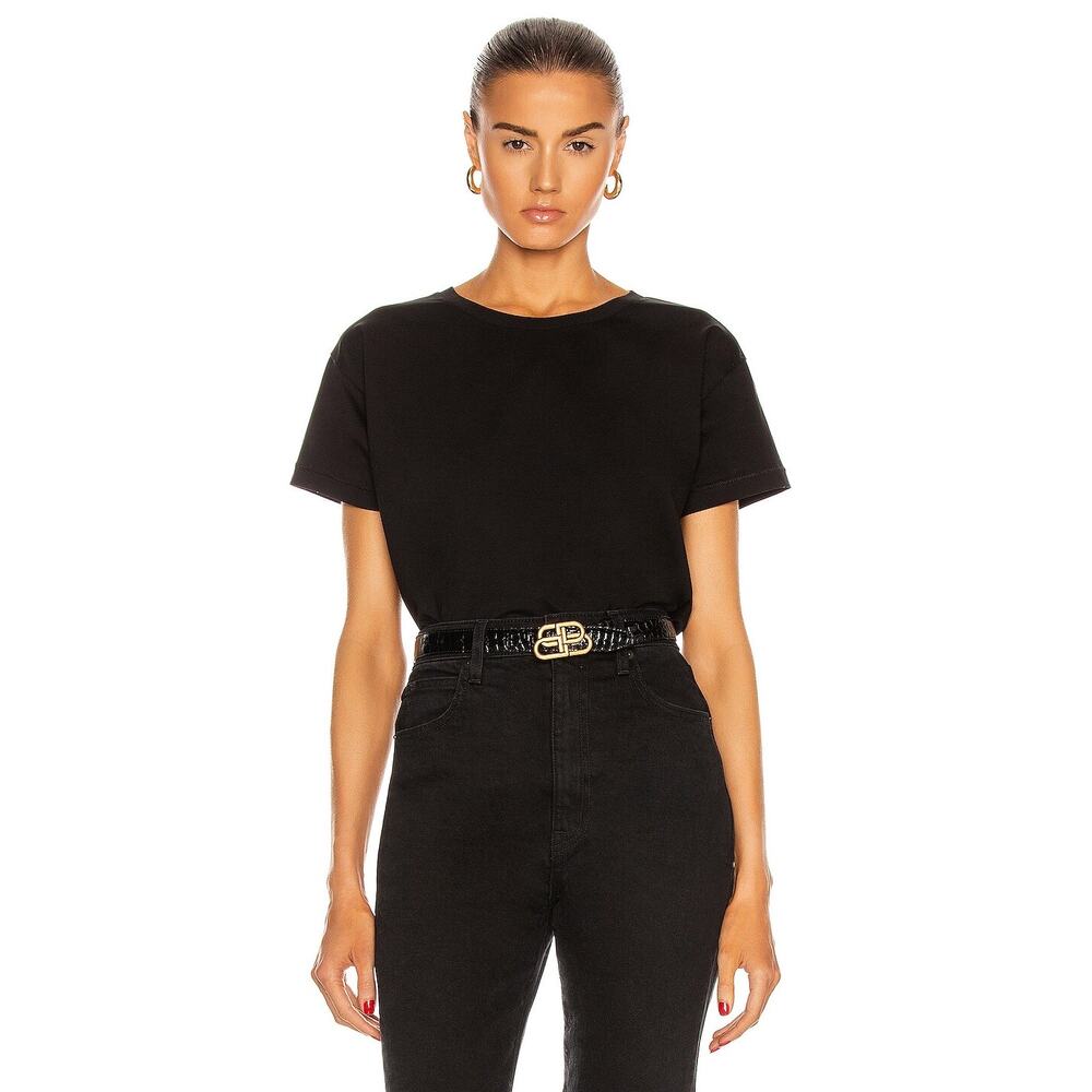 Khaite Brady Large Black Tee Top Luxury Minimalist Short Sleeve
